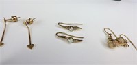 Set of 3 pairs of 14k Yellow Gold Earrings