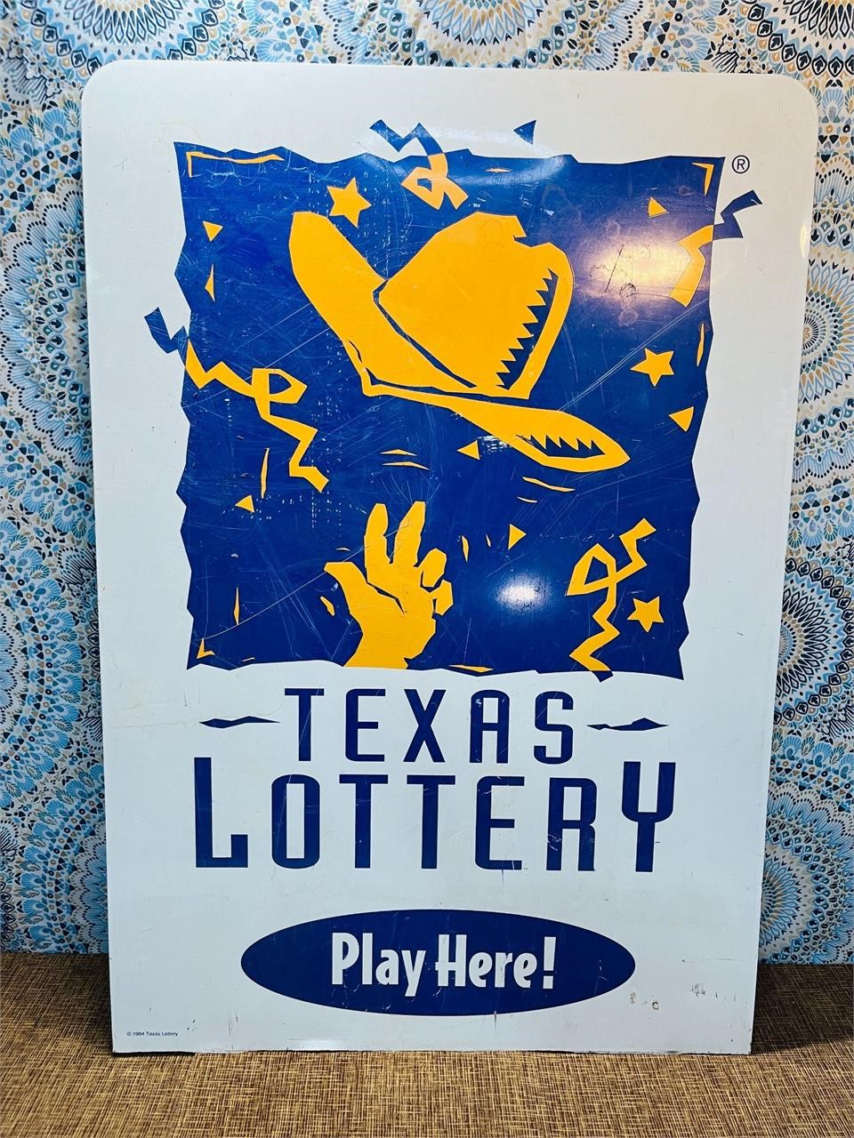 Vintage 1994 Texas Lottery Advertising Metal Sign