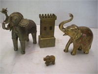 Brass Elephants 4 Inch Tall