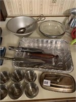 COVERED BUTTER, STAINLESS FOOTED DISHES ETC.