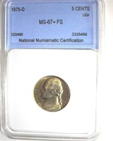 1975-D Nickel MS67+ FS LISTS $275 IN 66+FS