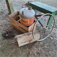 Lot of Primitives w/ Chain, Green Stool, & Mailbox
