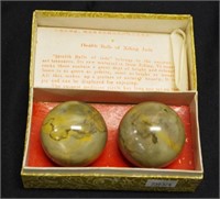 Pair Chinese health balls of Xiling jade