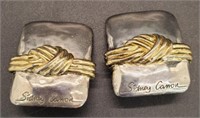 (A) Sidney Canon Silvertone Clip-on Earrings