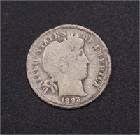 US Coins 1893-O Barber Dime, circulated