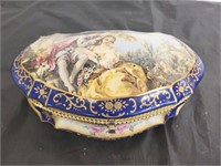 VICTORIAN PAINTED COVERED JEWELRY BOX