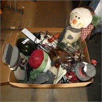 Glass Vases & Country Primitive Snowmen Decos