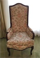 Upholstered Parlor Arm Chair w/Carved Legs