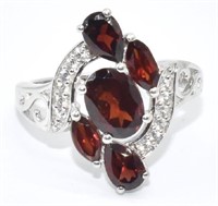 925 Sterling Silver 2.15 cts Garnet Ring