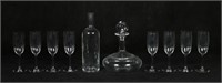 10 Piece Baccarat Lot Stemware, Bottle, Decanter