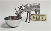 ASPEN ALUMINUM DRINKING DEER BOWL, DISH SCULPTURE