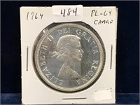 1964 Can Silver Dollar   PL64 Cameo