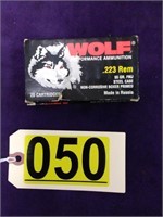 Wolf .223 Rem 55 GR. Steel case 20 Cartridge