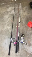 3 Fishing Poles With 4 Reels Total Zebco 33