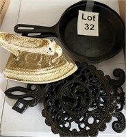 Cast Iron Skillets, Trivets and Iron