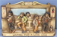 Bar Scene Wall Plaque WAITING FOR A LIVE ONE