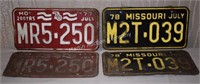(S1) Lot of 4 70's MO License Plates