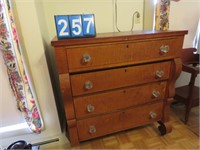 PERIOD DRESSER TIGER MAPLE DRAWERS,LARGE GLASS