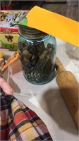 Ball jar with wooden clothes pins