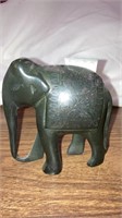 Black stone carved elephant 4” tall