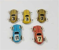 5 VTG 1940'S Mini Tin Race Cars Litho U.S. Zone