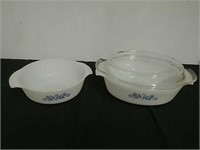 Pair of Fire King casserole dishes one quart and