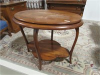 ANTIQUE OVAL TWO TIER PARLOUR TABLE