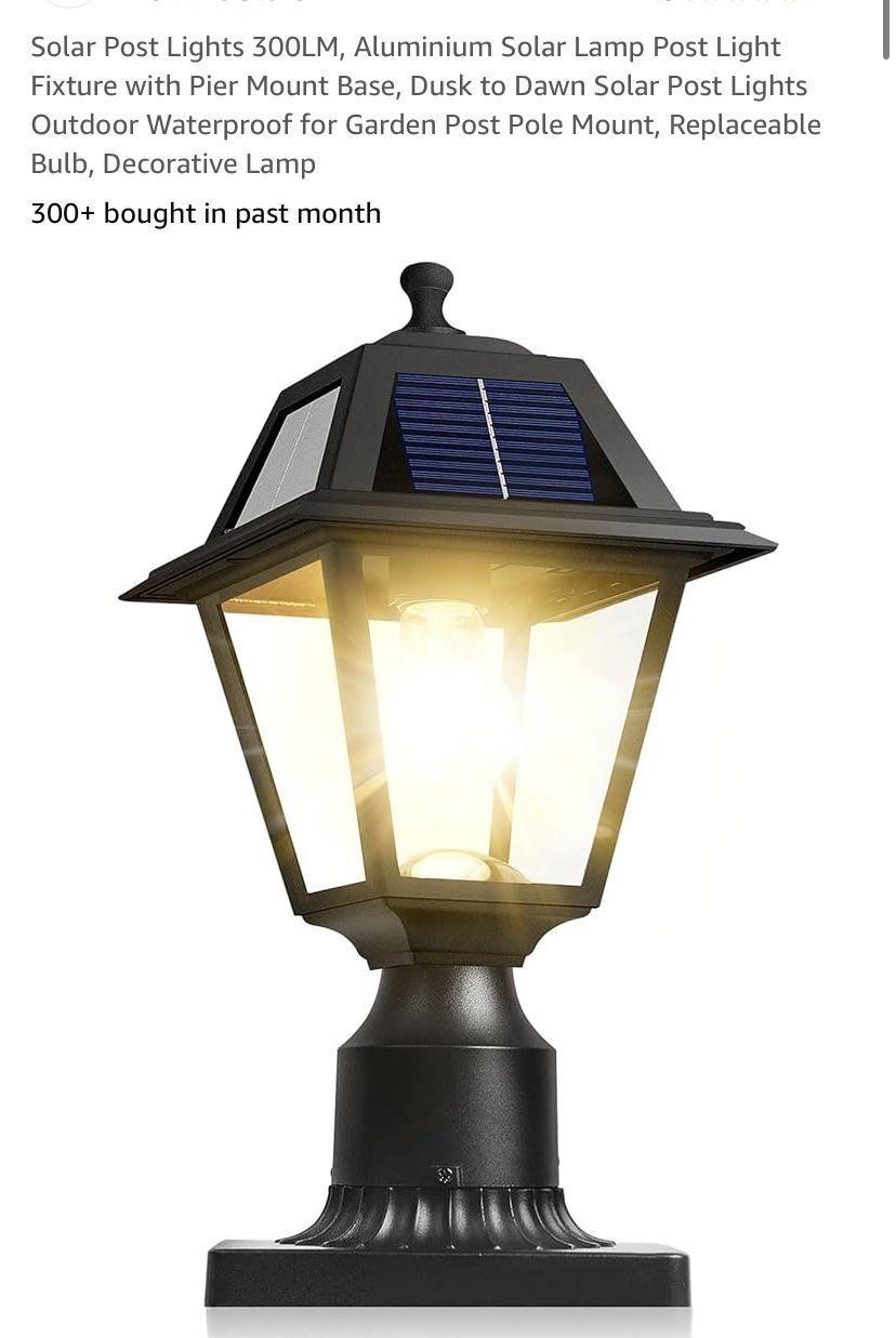 Solar Post Lights 300LM, Aluminium Solar Lamp