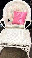 White Wicker Chair and Table