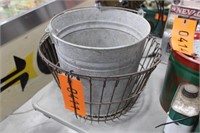 Egg Basket & Galvanized Bucket