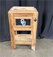 THE UNIVERSITY OF OKLAHOMA !  WOODEN COOLER