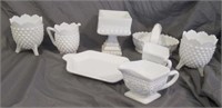 Variety of Styles of White Milk Glass Candy