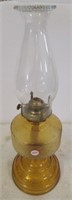 Vintage Amber Glass Oil Lamp.