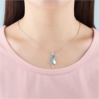 Unique Snake Shape Blue Opal Pendant Necklace