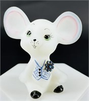 Adorable Fenton Hp White Satin Mouse Artist