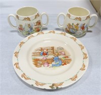 Bunnykins plate and 2 mugs