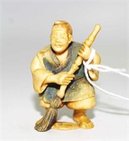 Antique Japanese carved ivory sage netsuke