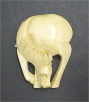 Antique Japanese carved ivory horse netsuke