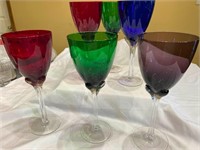 6 Colorful Glass Wine Glasses
