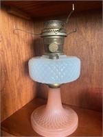 Antique Moonstone Diamond Quilted Aladdin Oil Lamp