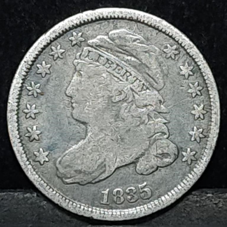 1835 Capped Bust Silver Dime, Nice VF Coin