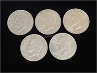 Five 1972 Eisenhower Dollars