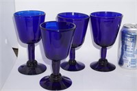 Set of 4 Cobalt Blue Stemmed Glasses
