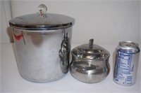 Stainless Ice Bucket Sugar Bowl & Old Canning Jars