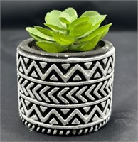 Mini CementPot Geometric Mini Faux Succulent Plant