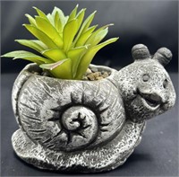 Snail Cement Pot Mini Faux Succulent Plant NWOT