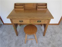 Wooden 2 Drawer Desk w/ Upper Storage Compartments