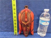 african tribal hand painted wooden mask - red