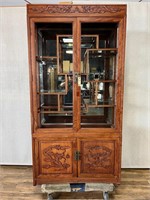 Asian Dragon Carved Display Curio Cabinet