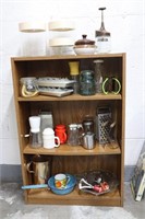 Small Bookshelf & Contents - Vntg Kitchen Items
